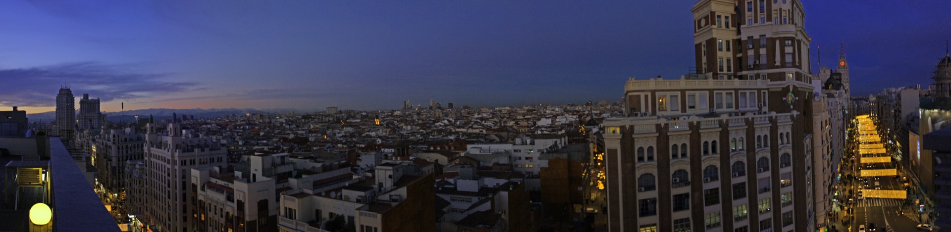 Madrid Spain Gran Via cityscape dusk